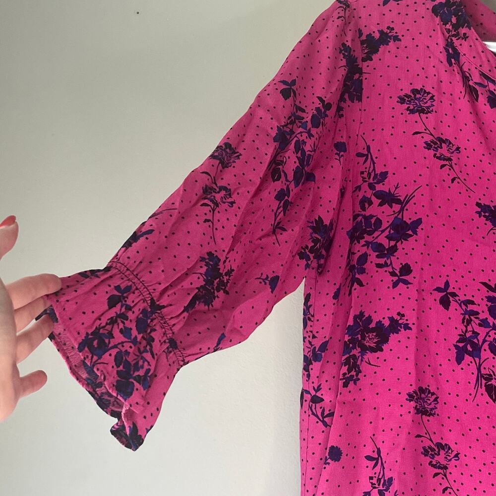 Sanctuary Pink / Blue 1/2 Sleeve Floral Blouse Size Large - Picture 7 of 12